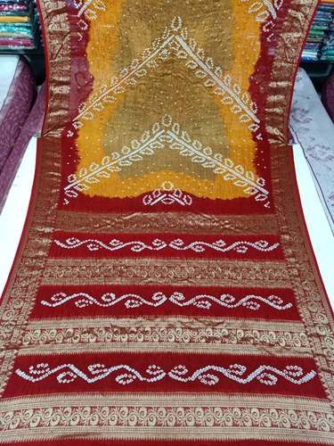 Latest Crepe Silk Traditional Bandhani Saree by Dwarkadhish Trading Co