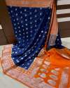 Banarasi Handloom Khaddi Semi Georgette Silk Saree thumb 4