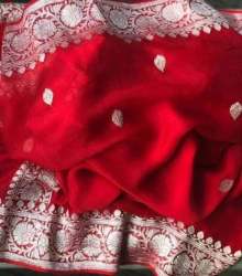  Banarasi Handloom Pure Chiffon Soft Silk Saree