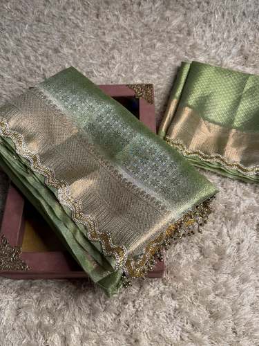 Banarasi Kanjivaram bridal katan Tissue Silk Saree by huzaifa silk sarees