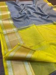 Banarasi Kora Organza Soft Silk Saree with Plain Body design 