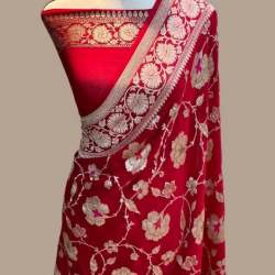 Banarasi Semi Georgette meenakari Soft Silk Saree