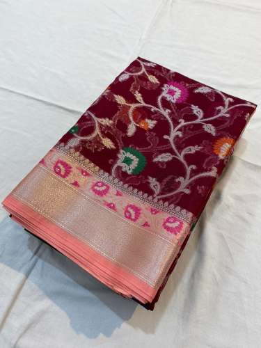 Banarasi semi georgette soft silk saree With Meenakari Weaving 
