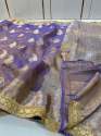 Banarasi Tissue Crush lace Work Boota Soft Silk Saree thumb 8