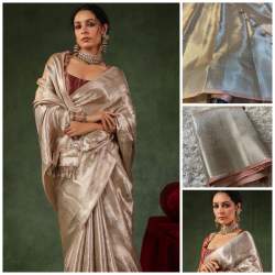 Banarasi Tissue Jharna Waskat Silk Saree  