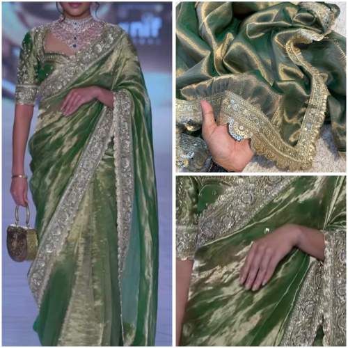 Banarasi Tissue lace Work Soft Silk Saree by huzaifa silk sarees