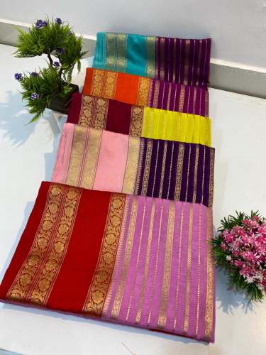 Handloom Banarasi khaddi Katan Georgette Silk Saree by huzaifa silk sarees