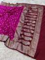 Handloom Banarasi Mashru Khaddi Katan Silk Saree thumb 15