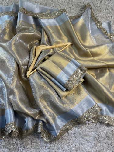 Kanjivaram bridal katan Tissue Silk Saree by huzaifa silk sarees