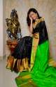 Latest Semi Georgette Banarasi Soft Silk Saree  thumb 4
