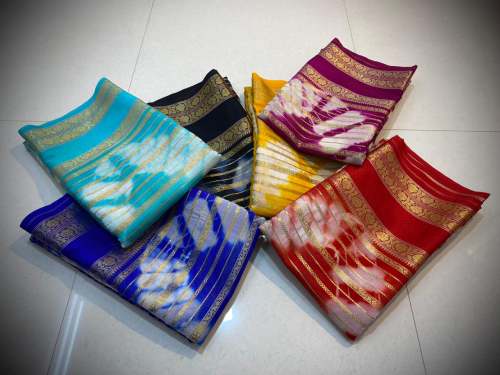 Shibori Handloom Banarasi khaddi Katan Georgette Silk Saree by huzaifa silk sarees