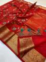Soft Kora Banarasi Silk Saree with Tassels thumb 3