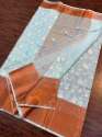 Soft organza silk saree with premium floral embroidery work with Copper zari  thumb 5