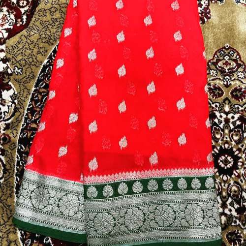SIlver Zari Jacquard Design Katan Silk Saree by raihana sarees