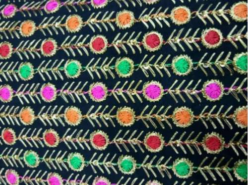 Phulkari Embroidered Fabric  by Nav Durga Textile