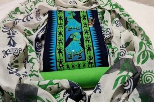 Party wear Slub Cotton Printed Dress Material