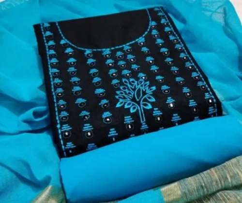 Trendy slub Cotton Embroidered Suit Material by Prince Collection