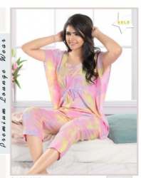 Premium Women Kaftan Tie Dye Kepri Night Suit Set