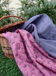  Grey color Block Printed Cotton Fabric