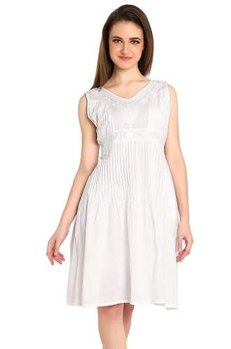 Ladies Women Chikankari Skater Dresses 