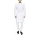 Mens White Cotton Kurta Pajama 