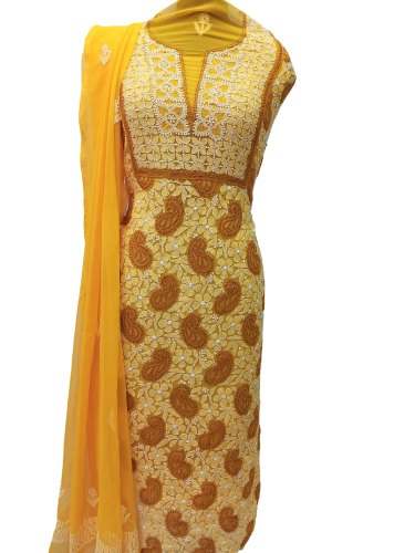   Chikankari Georgette Unstitched Dress Material  by Mangalam Chikan