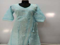Hand Embroidered Chikankari Angarkha  Kurti 
