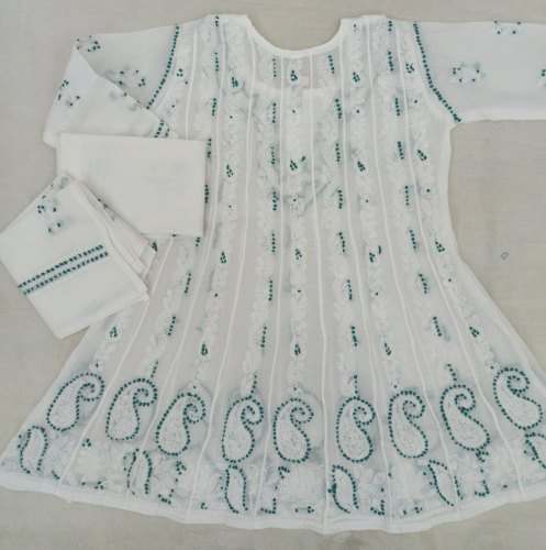 Hand Embroidered Chikankari Dress For Kids Girls by Mangalam Chikan