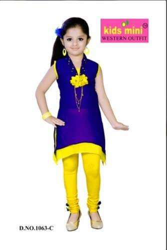 Kids Navy Blue Kurti Leggings Set For Kids by Kids Mini Clothing Co.