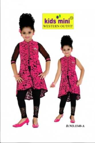 Kids Pink Leggings Kurti Set