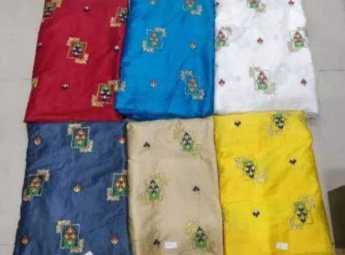 Satin Cotton Embroidery Fabric by Shri Chanda Trading Co