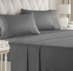 Grey And Cream Solid Cotton Bed Sheet