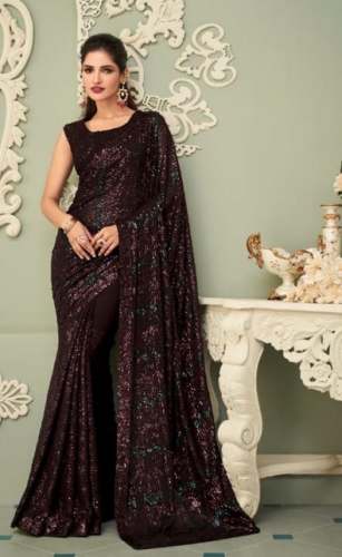 Fancy Georgette Brown Branded Saree For Women by Desi Butik