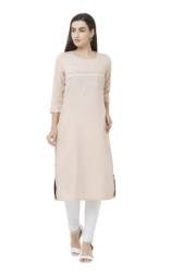 Light Pink Polyester Cotton Straight Brand Kurti