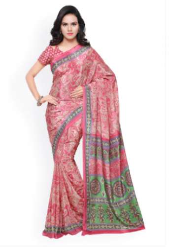 Pink Printed Triveni Brand Saree Seller