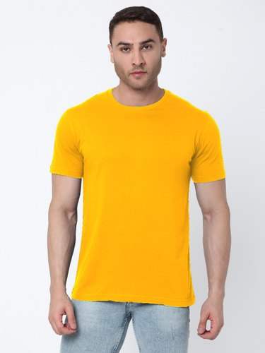 Yellow Round Neck T-Shirt by Behariji Enterprises by Behariji Enterprises