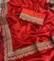 Embroidered Vichitra Silk saree thumb 4