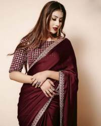 Vichitra silk Saree with Embroidered Blouse 
