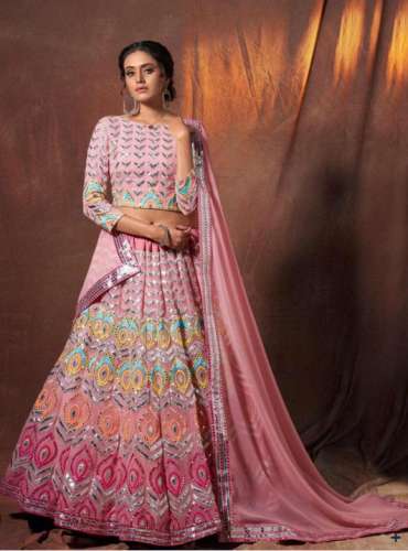 Buy Aynaa Brand Peach Color Lehenga At Wholesale by Aynaa