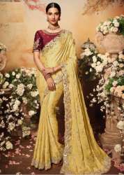 Buy Yellow Color Aynaa Branded Sari At Online Rate