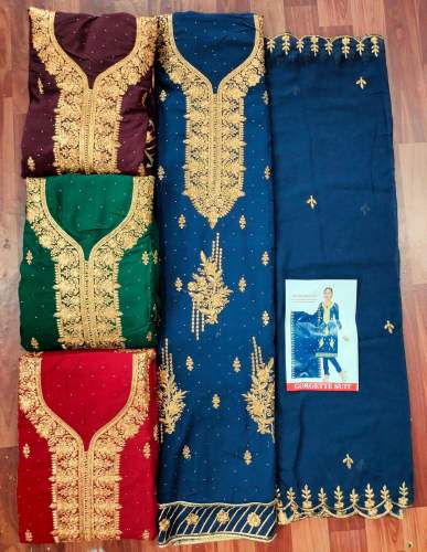  60 gm Georgette with Embroidery and Diamond Work