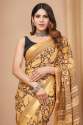 Ajark printed Maheshwari border silk saree thumb 1