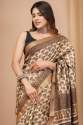 Ajark printed Maheshwari border silk saree thumb 3