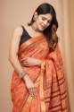 Ajark printed Maheshwari border silk saree thumb 5