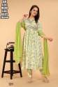 Alia cut Pure Cotton Embroidery Party Wear Kurti With Pent With Dupatta