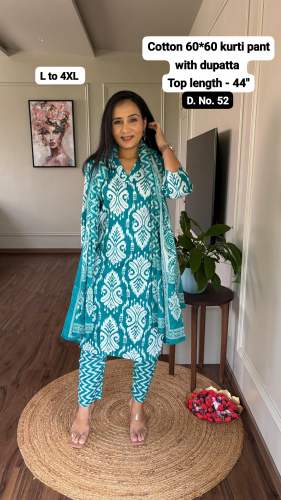Batik Printed Cotton Kurti Set With Dupatta by geet gauri fashion
