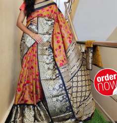 Beautiful digital prints Marathi Style Dola cotton silk sarees