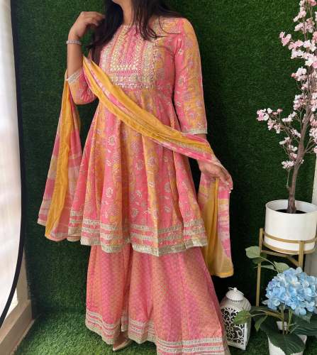 Beautiful Sharara Set with short Anarkali Top