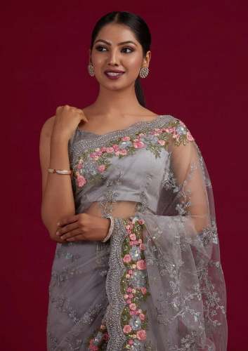 Beautiful soft Organza saree with beautiful sequence embroidery work