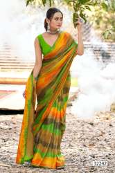 Brasso Lehriya Print Saree with Swarovski Work 